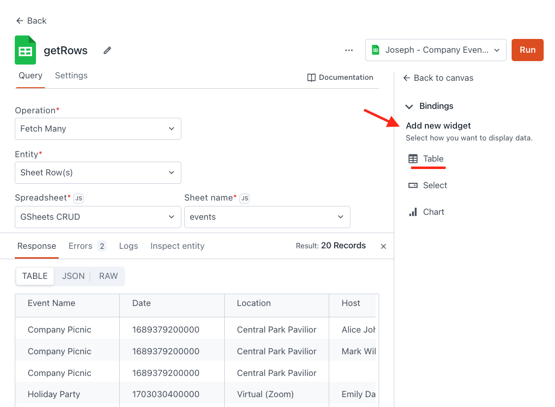 Building A CRUD App With Google Sheets | Appsmith Community Portal